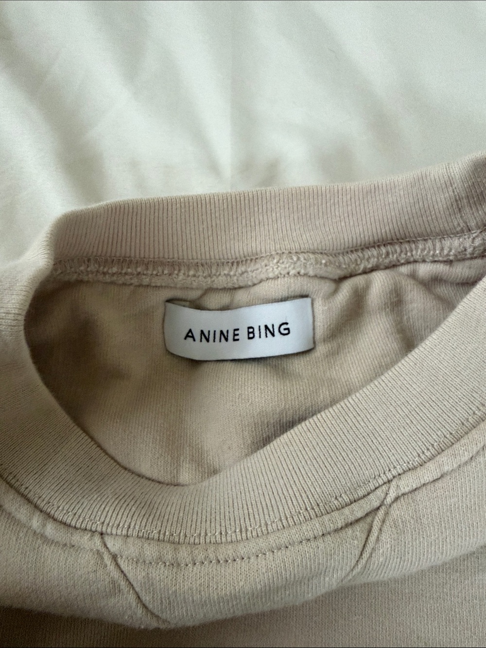 Anine Bing Light Beige Logo Crewneck Sweatshirt - Picture 2 of 4